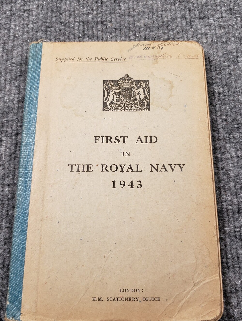 Vintage First Aid In The Royal Navy 1943 London Book Hardcover Military Book
